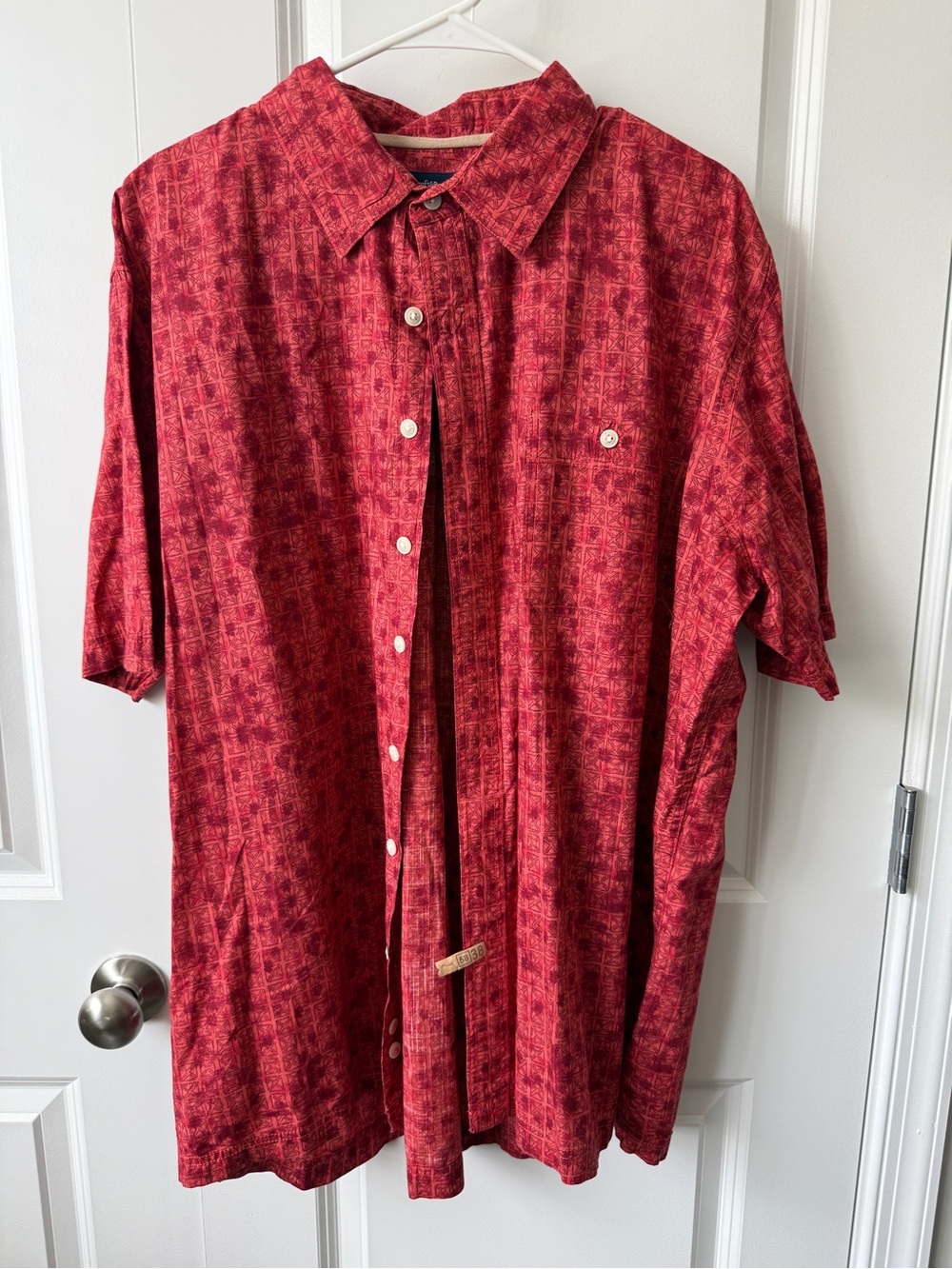croft & barrow Red Pattern Short-Sleeve Button-Down Shirt
